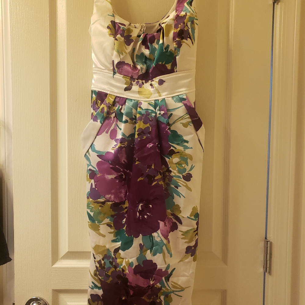 Beautiful form fitting satin finish dress with poc